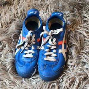 Boys ASICS onitsukas blue and orange sneakers 4